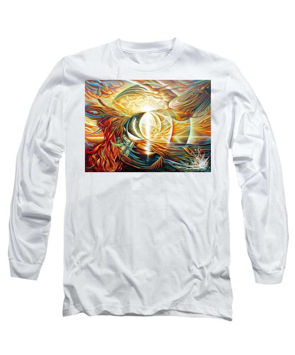 Sunrise Long Sleeve T-Shirt featuring the painting Sunrise Phoenix by Nad Wolinska