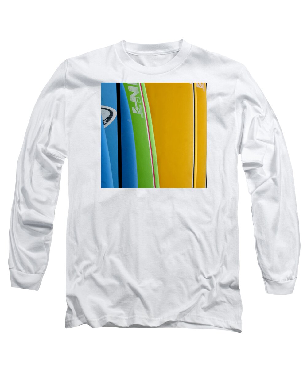 Cayucos Long Sleeve T-Shirt featuring the photograph Surf Boards by Art Block Collections