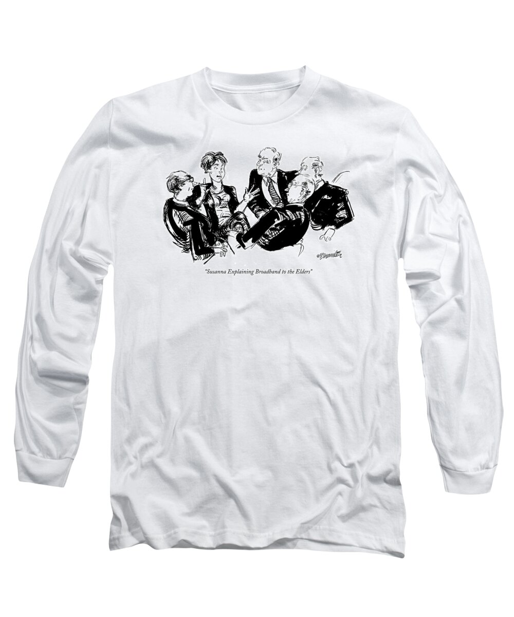 Painters - General Long Sleeve T-Shirt featuring the drawing Susanna Explaining Broadband To The Elders by William Hamilton