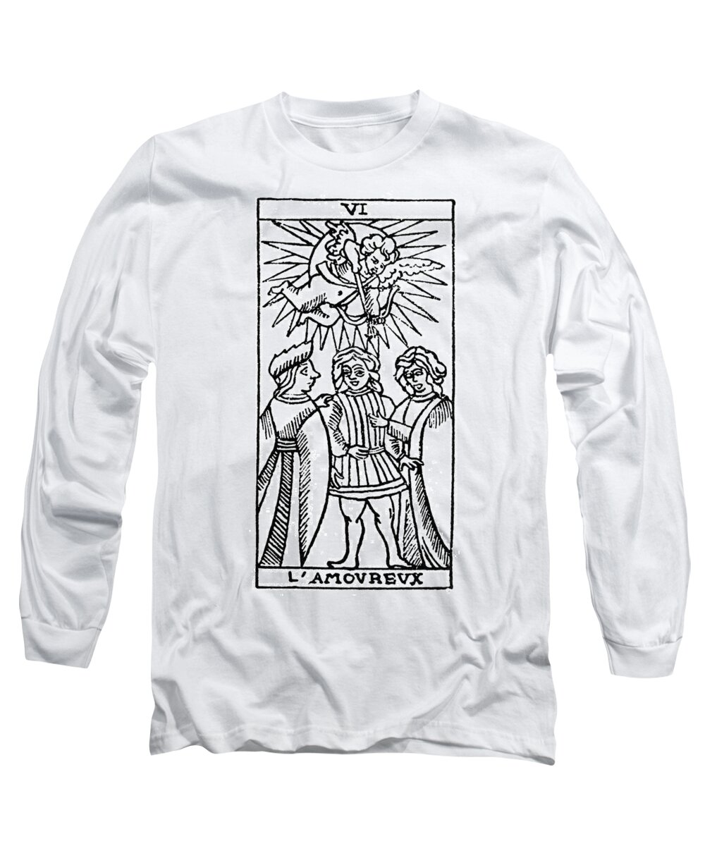 16th Century Long Sleeve T-Shirt featuring the painting Tarot Card The Lovers by Granger