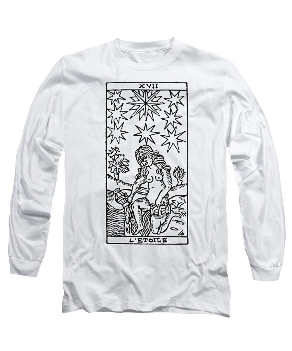 16th Century Long Sleeve T-Shirt featuring the painting Tarot Card The Stars by Granger