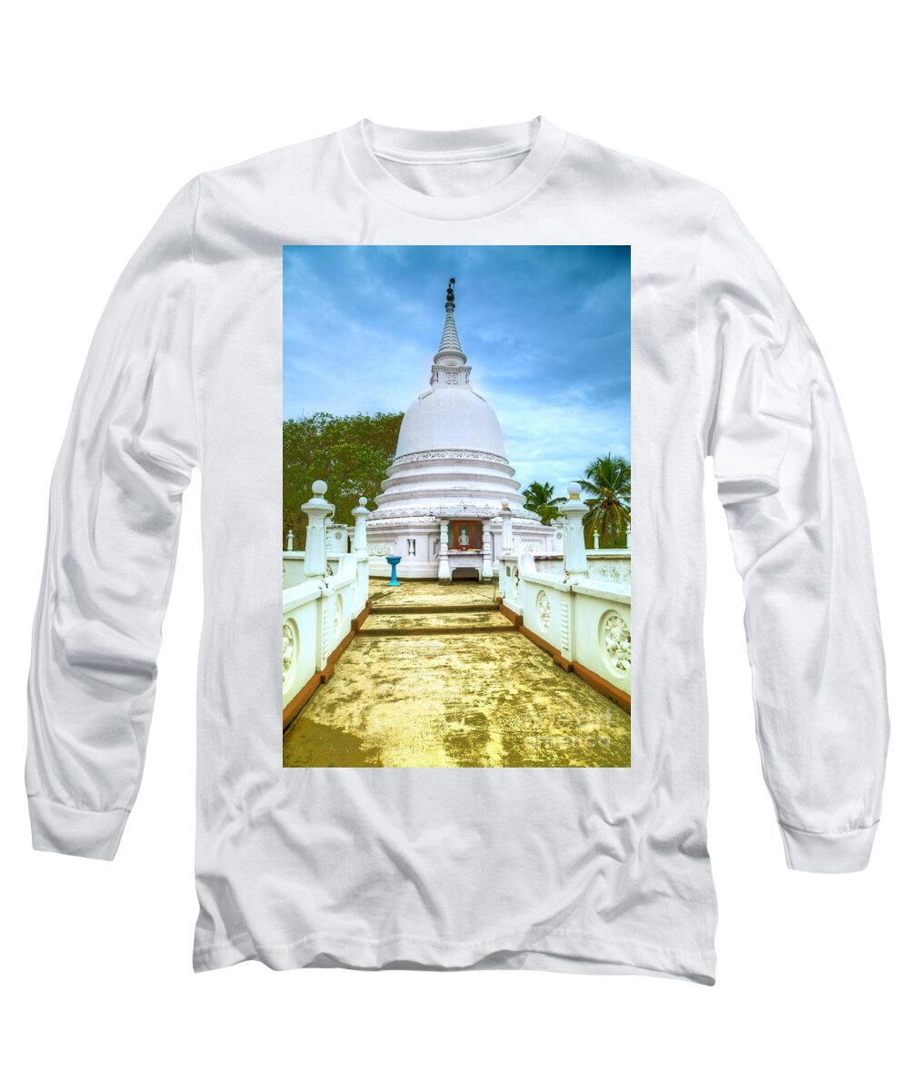 Tempel Long Sleeve T-Shirt featuring the photograph temple complex at the tropical island Sri Lanka by Gina Koch