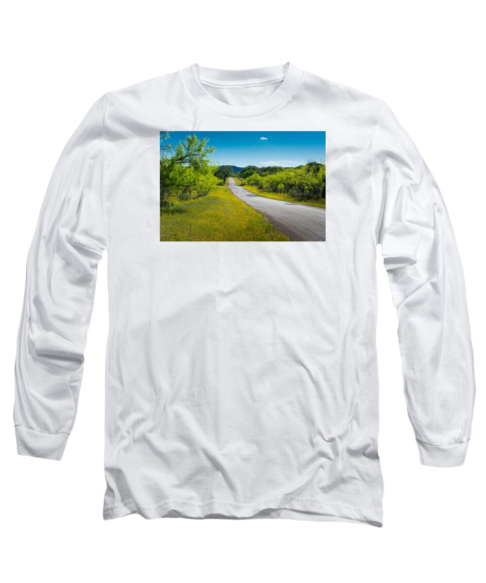 Texas Hill Country Long Sleeve T-Shirt featuring the photograph Texas Hill Country Road by Darryl Dalton