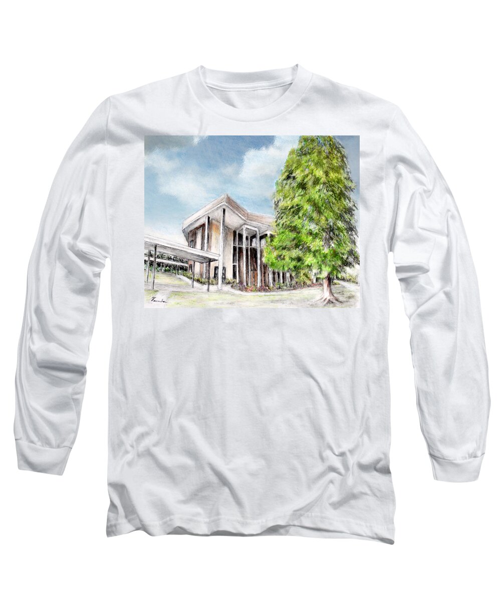 Santa Barbara Long Sleeve T-Shirt featuring the digital art The angles of a modern architecture by Danuta Bennett