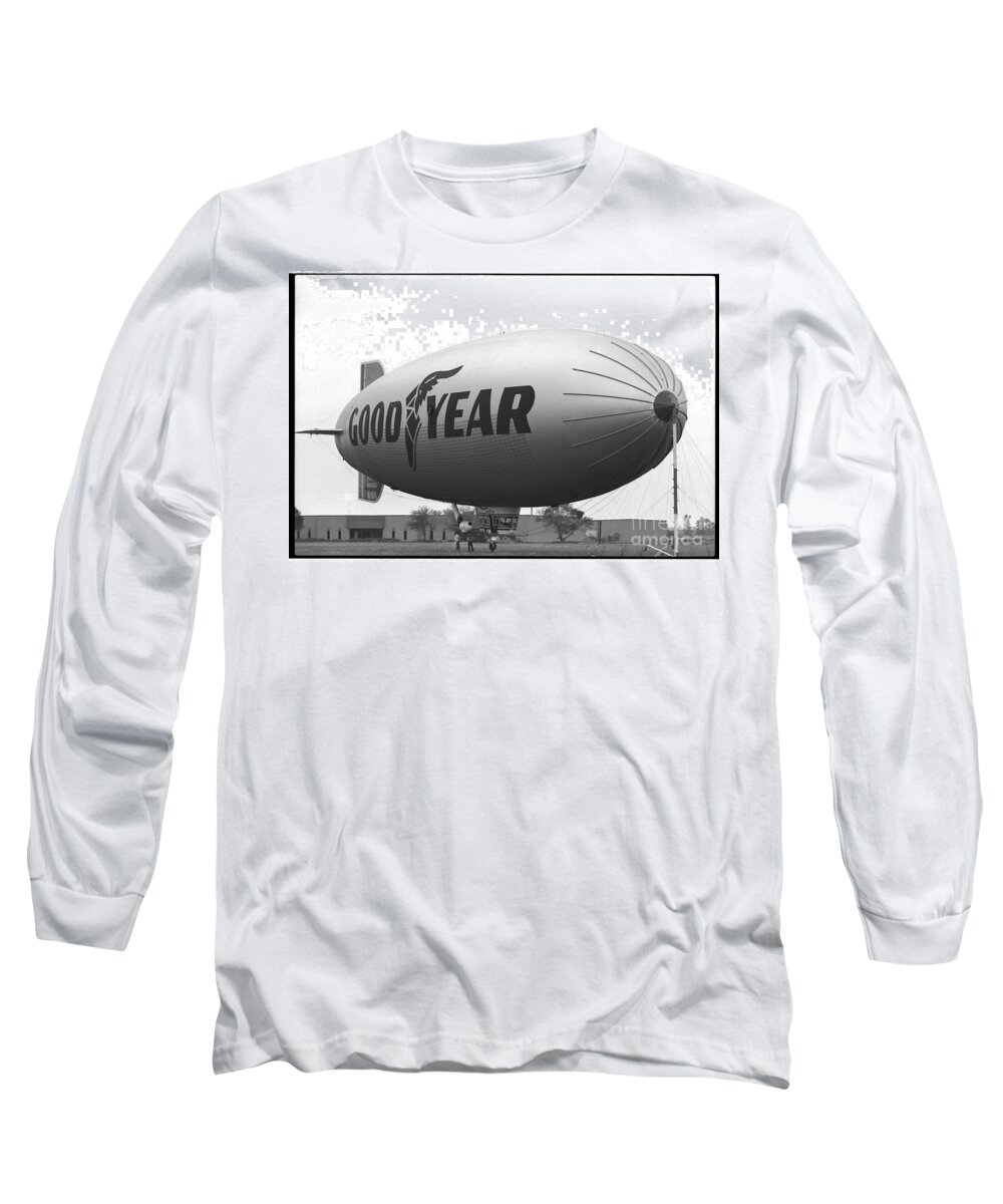 Gz-20 Blimp Long Sleeve T-Shirt featuring the photograph The Goodyear Blimp in 1979 by Greg Kopriva