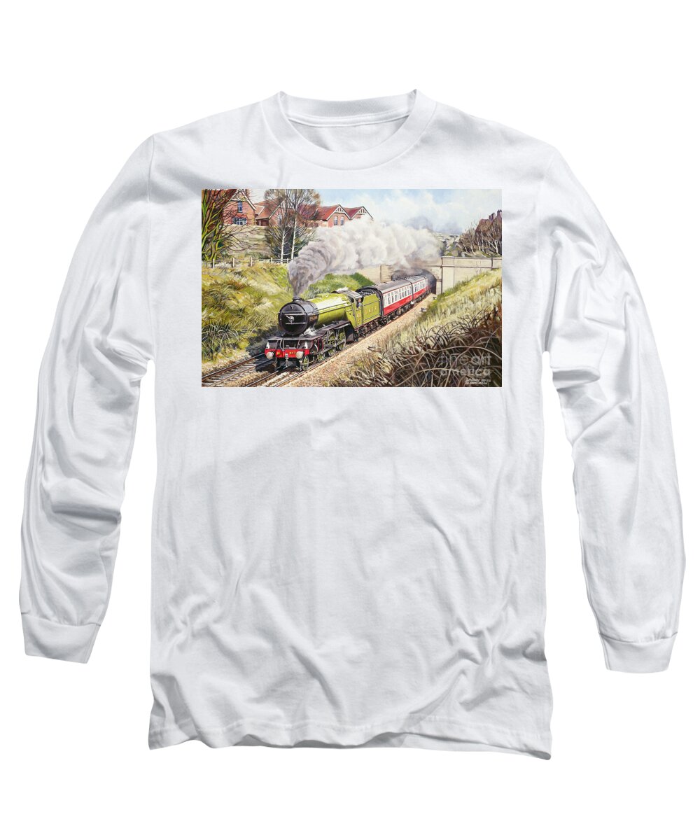 Train Long Sleeve T-Shirt featuring the painting The Green Arrow by David Nolan