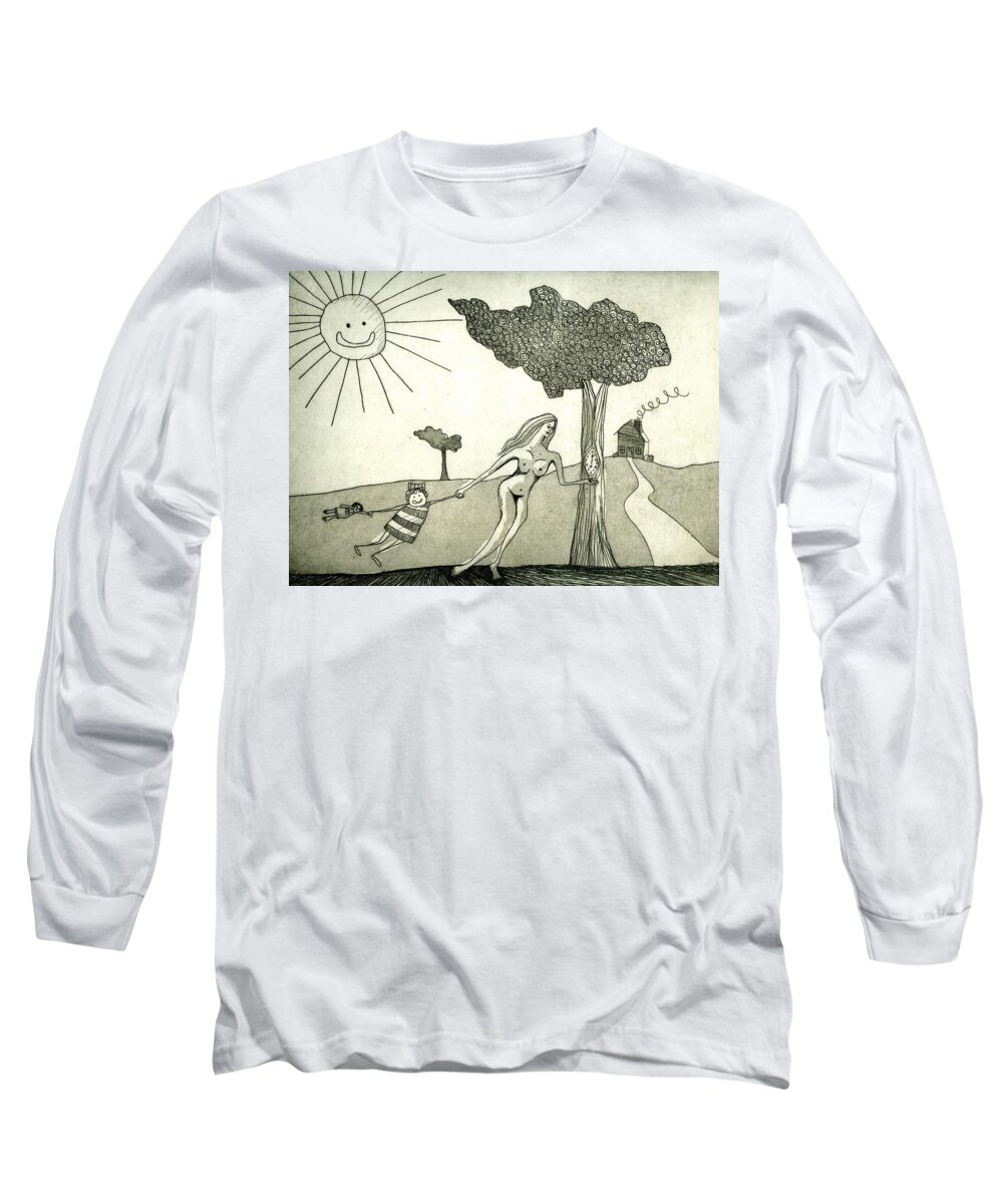 Clock Long Sleeve T-Shirt featuring the digital art The Hands of Time by Michelle Calkins