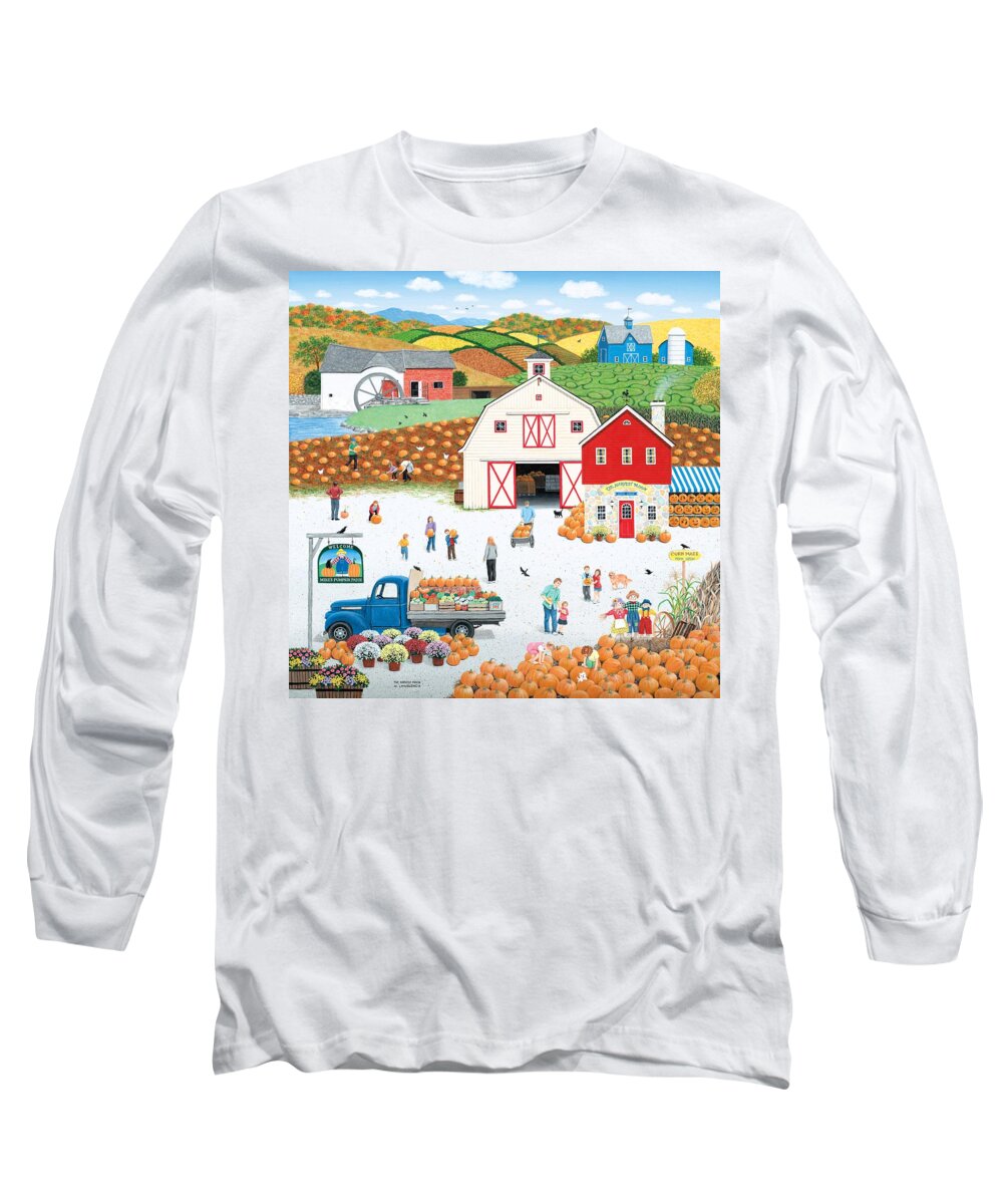 Folk Art Long Sleeve T-Shirt featuring the painting The Harvest Moon by Wilfrido Limvalencia