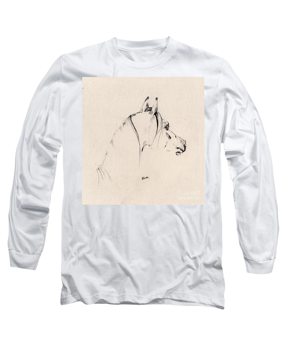 Horse Long Sleeve T-Shirt featuring the drawing The Horse Sketch by Ang El