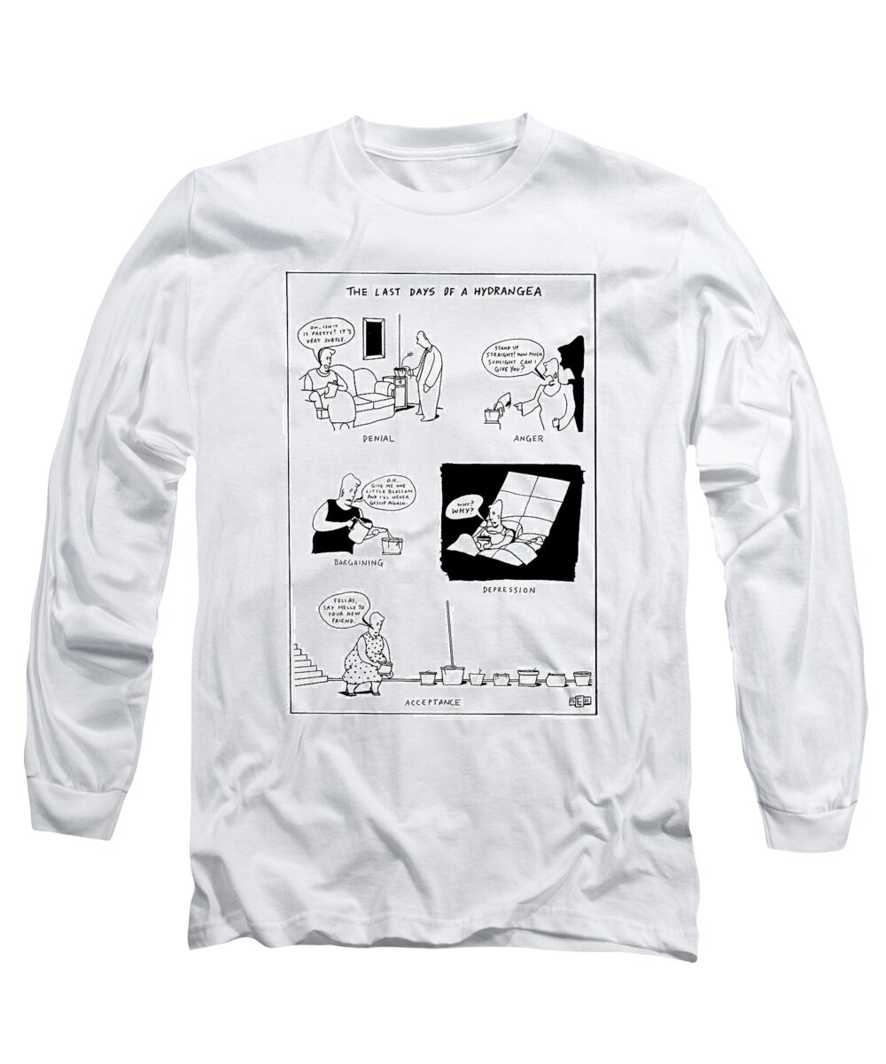 Women Long Sleeve T-Shirt featuring the drawing The Last Days Of A Hydrangea by Bruce Eric Kaplan