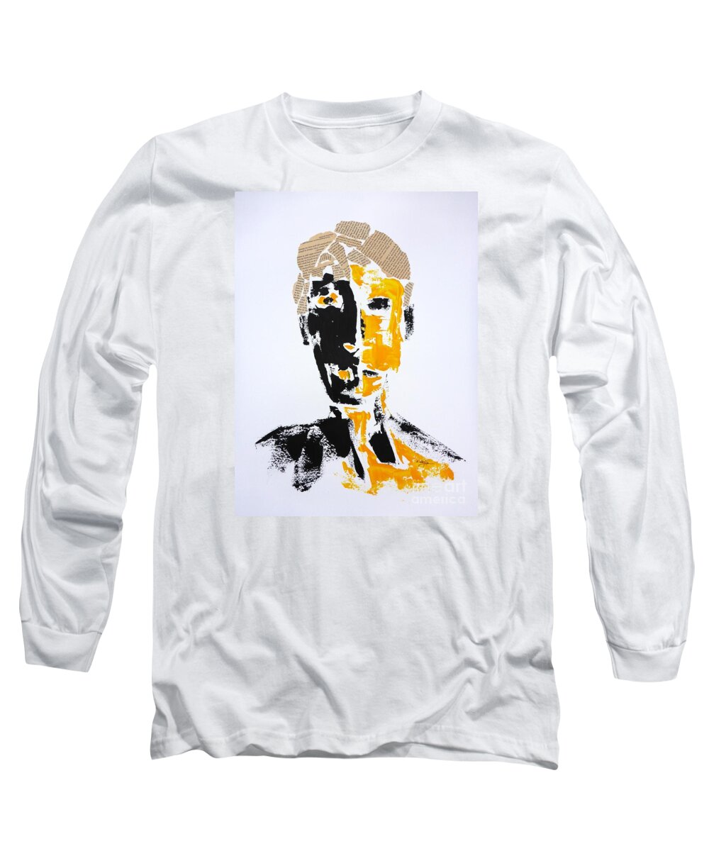 Mixed-media Long Sleeve T-Shirt featuring the mixed media The Literary Man by Cristina Stefan