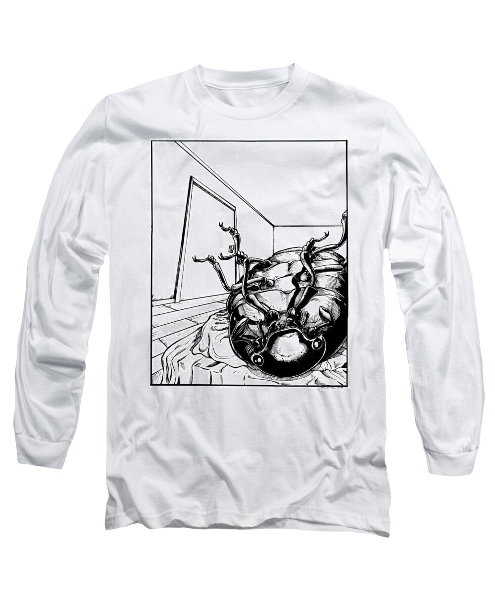Book Illustration Long Sleeve T-Shirt featuring the drawing The Metamorphosis by John Ashton Golden