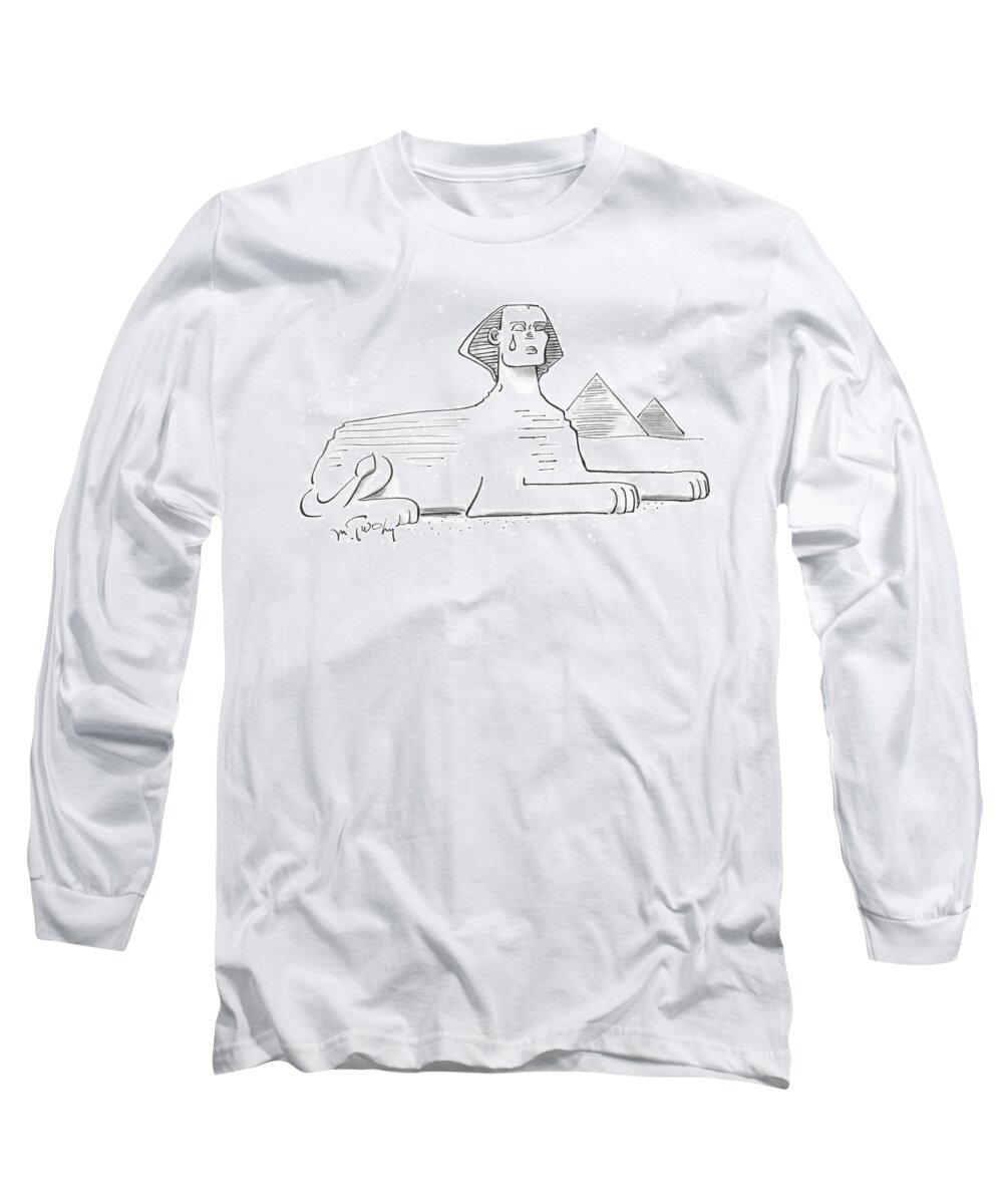 Cartoon Long Sleeve T-Shirt featuring the drawing The Sphinx Crying by Mike Twohy