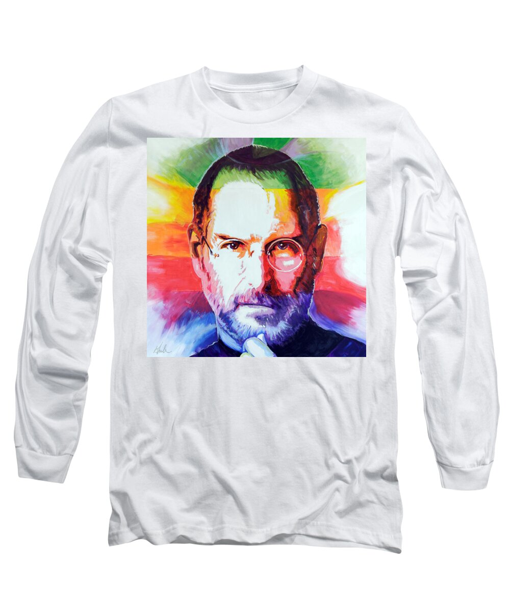 Think Different Long Sleeve T-Shirt featuring the painting Think Different by Steve Gamba
