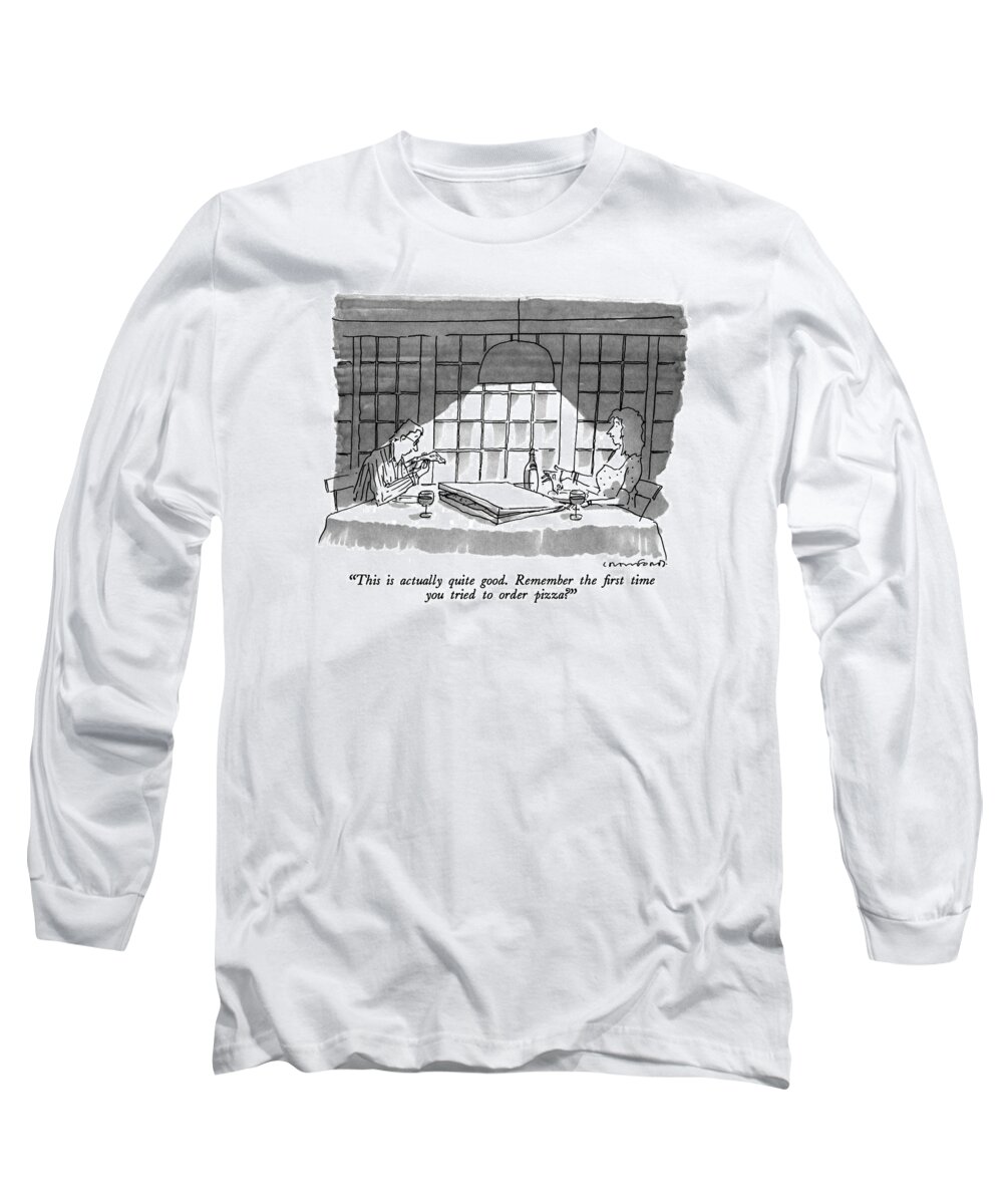 Service Long Sleeve T-Shirt featuring the drawing This Is Actually Quite Good. Remember The First by Michael Crawford
