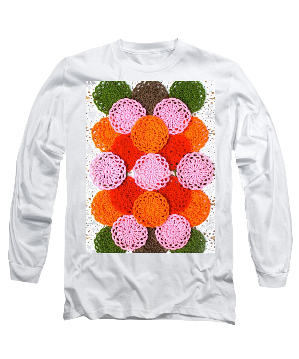 All Products Long Sleeve T-Shirt featuring the mixed media Thread On Canvas by Lorna Maza