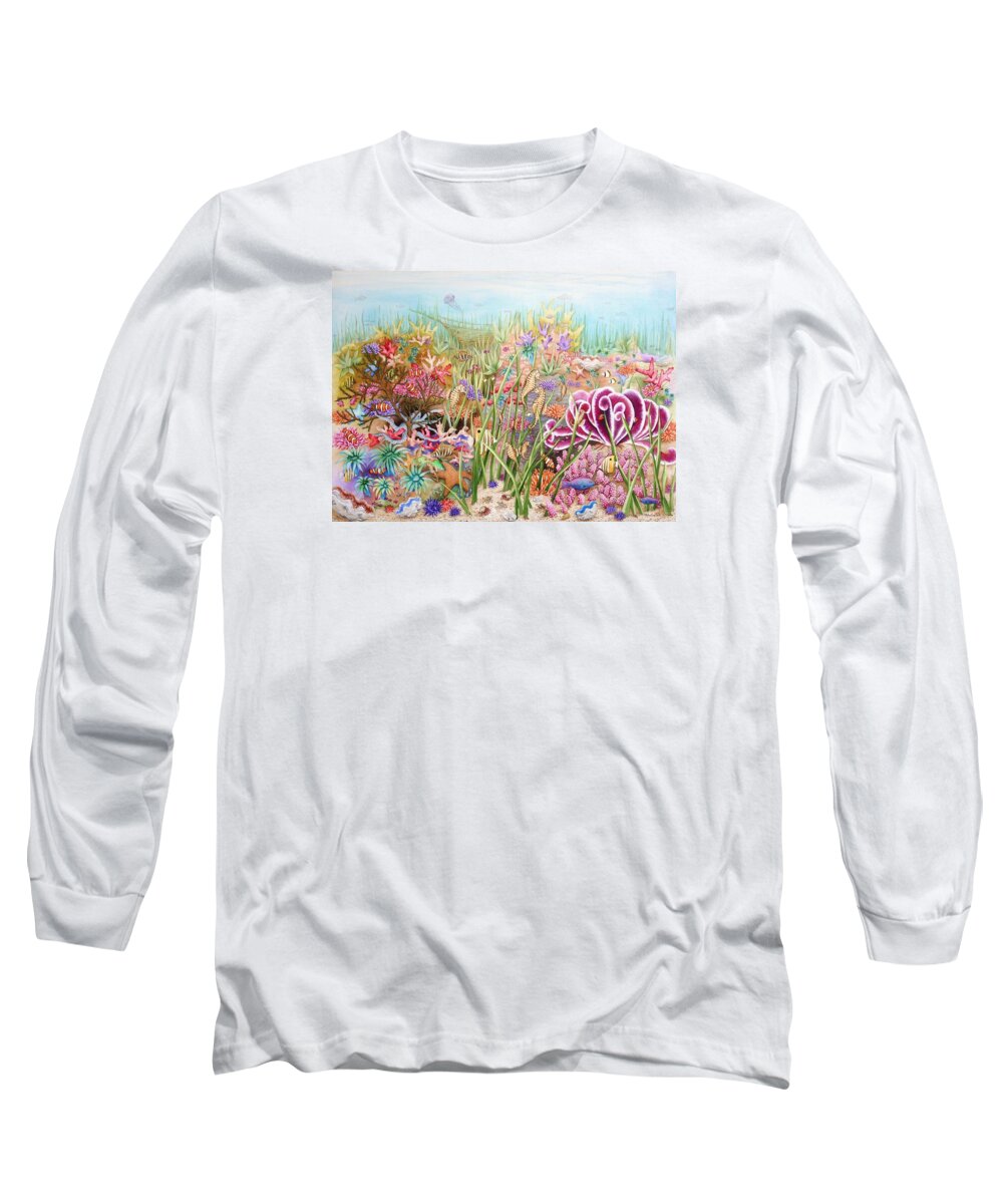 Print Long Sleeve T-Shirt featuring the painting Thriving Ocean by Katherine Young-Beck