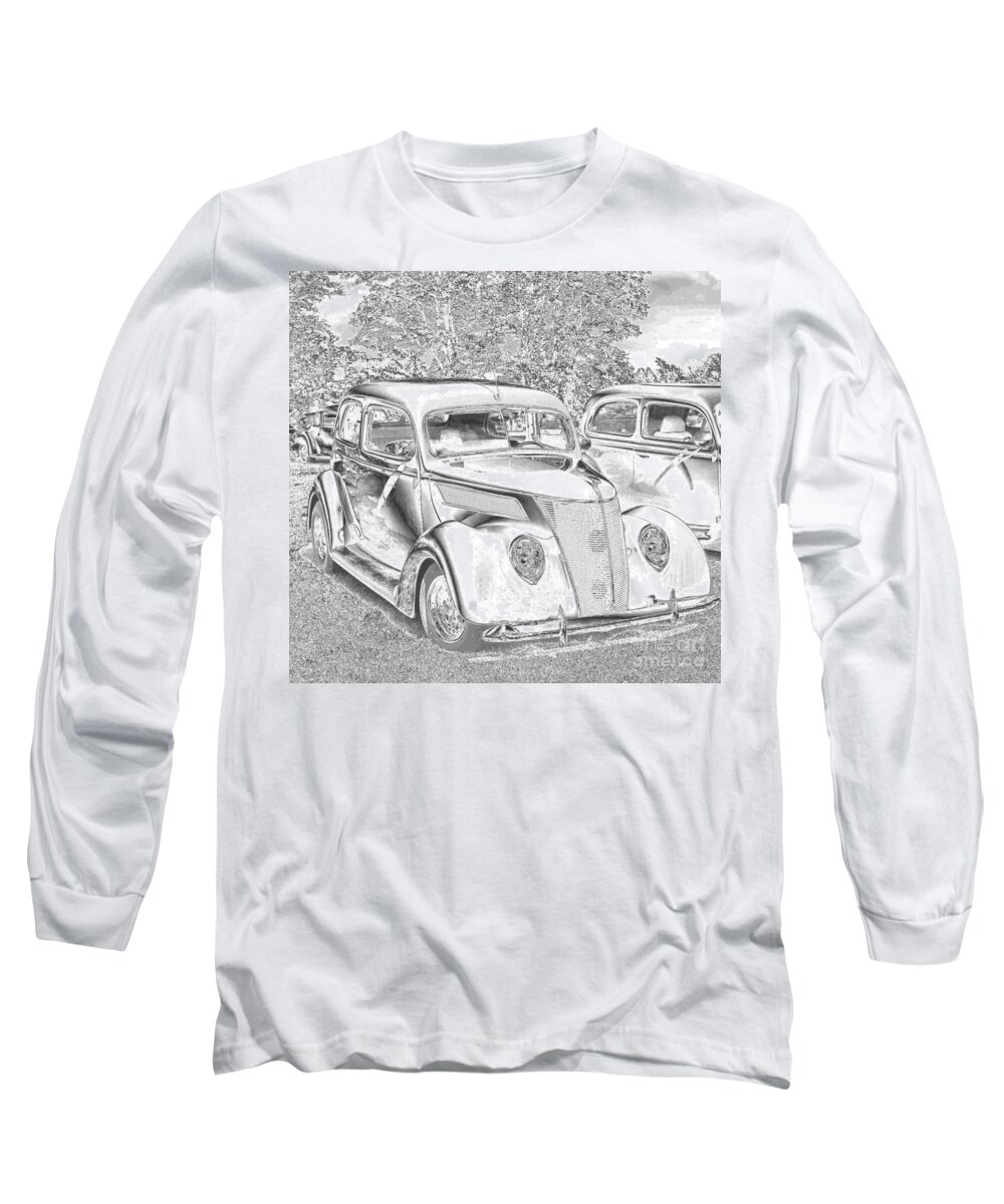 Black And White Long Sleeve T-Shirt featuring the photograph Tin Lizzie Ford by Luther Fine Art