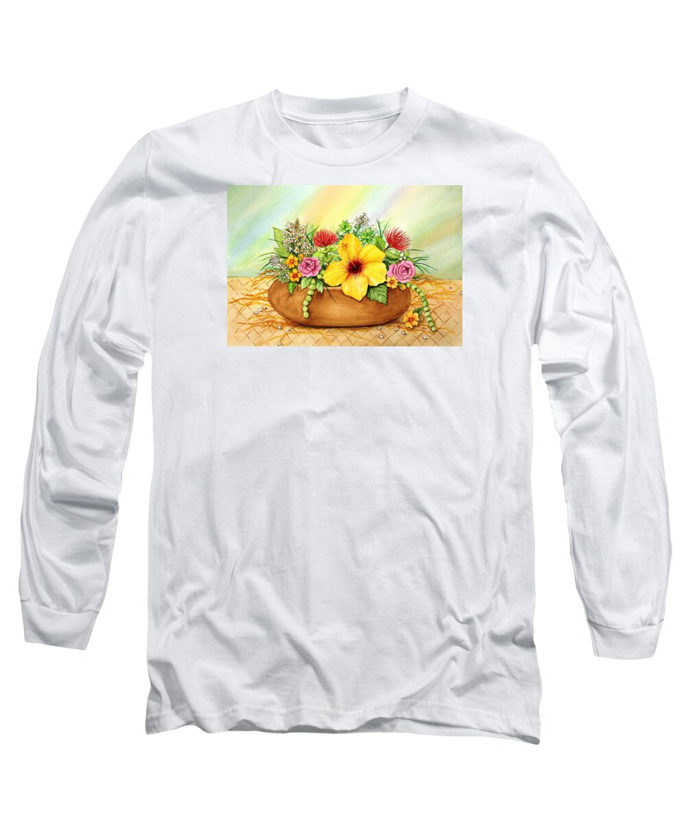 Flowers Long Sleeve T-Shirt featuring the painting Together As One by Miyuki Kimura