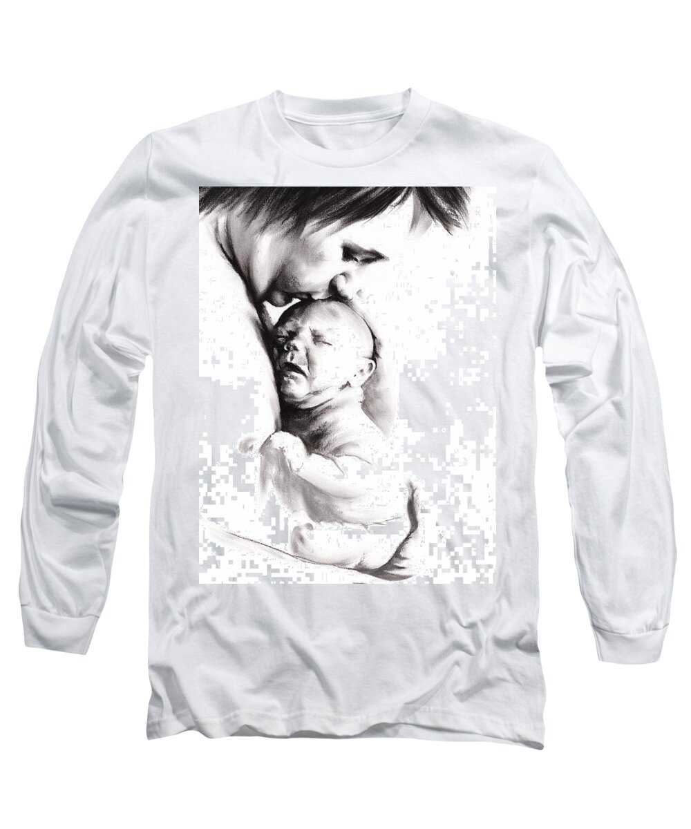 Figurative Long Sleeve T-Shirt featuring the drawing Your mother loved you by Paul Davenport