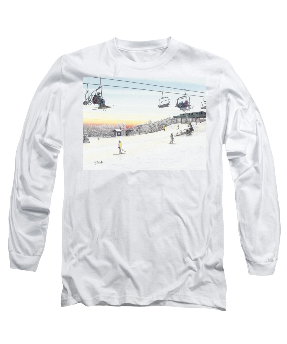Seven Springs Mountain Resort Long Sleeve T-Shirt featuring the painting Top of the Mountain at Seven Springs by Albert Puskaric