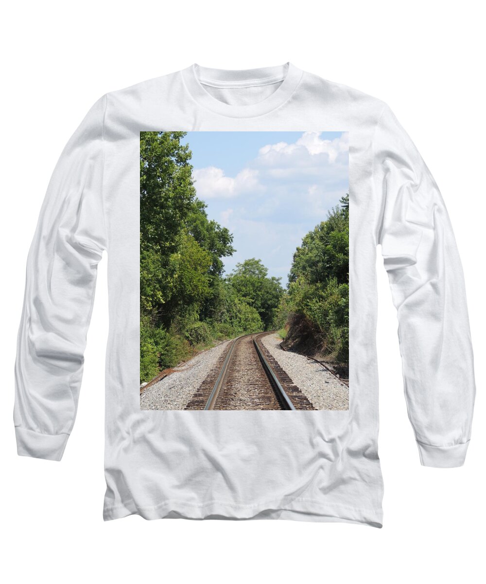 Railroad Long Sleeve T-Shirt featuring the photograph Traxs To Anywhere by Aaron Martens