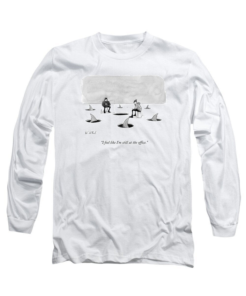 Two Men Ice Fishing Long Sleeve T-Shirt by Will McPhail - Conde Nast