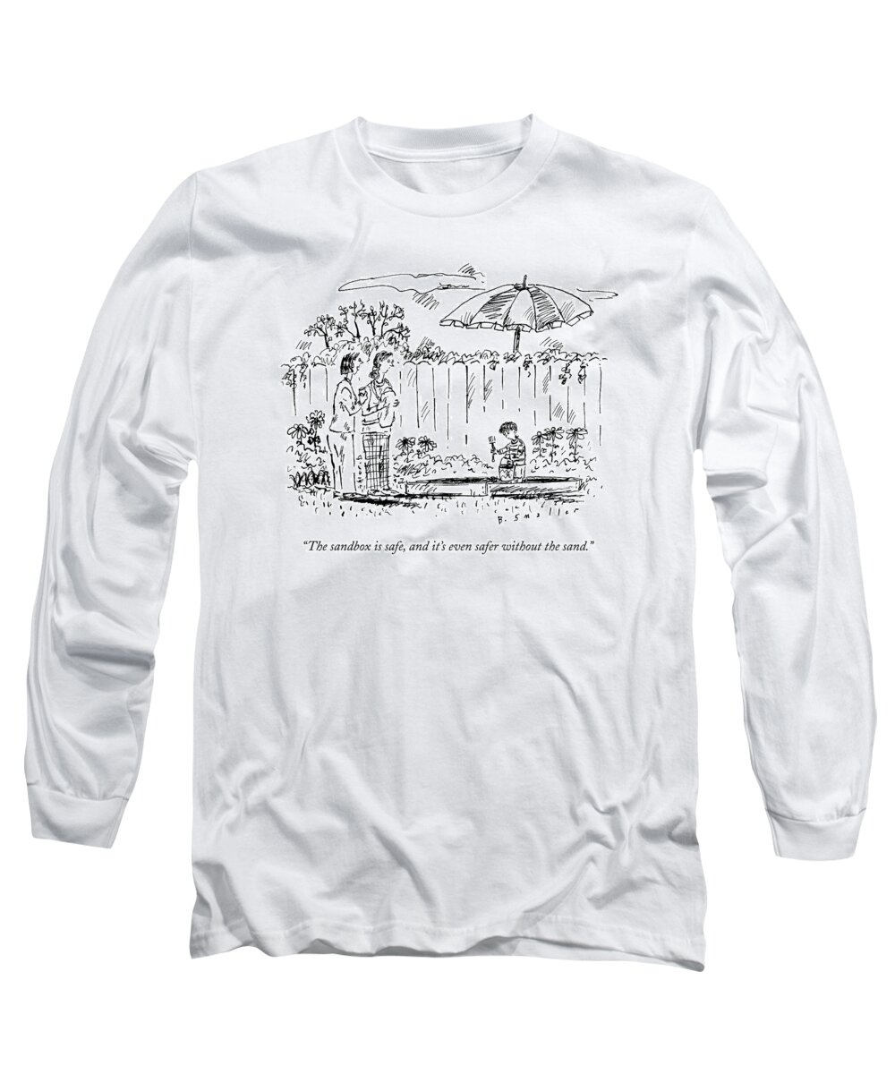 Backyard Long Sleeve T-Shirt featuring the drawing Two Mothers Are Standing In A Backyard Next by Barbara Smaller