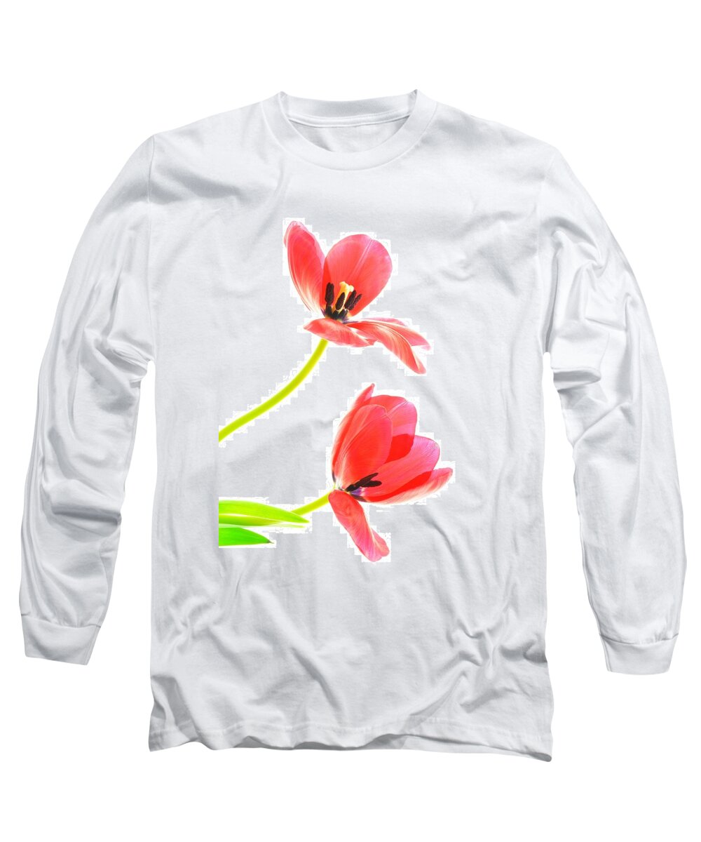 Flower Long Sleeve T-Shirt featuring the photograph Two Red Transparent Flowers by Phyllis Meinke