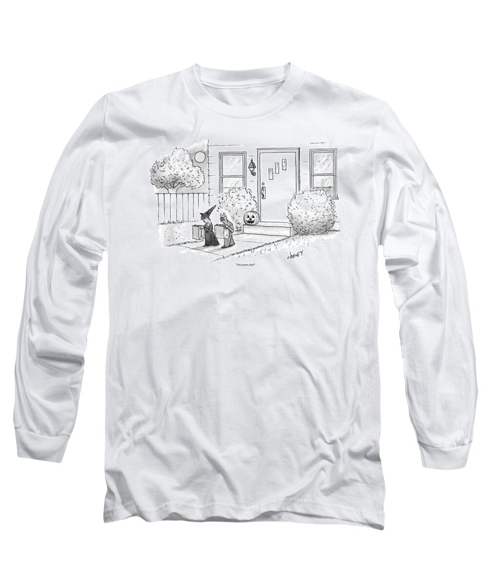Halloween Long Sleeve T-Shirt featuring the drawing Two Tirck-or-treaters--one Is A Witch by Tom Cheney
