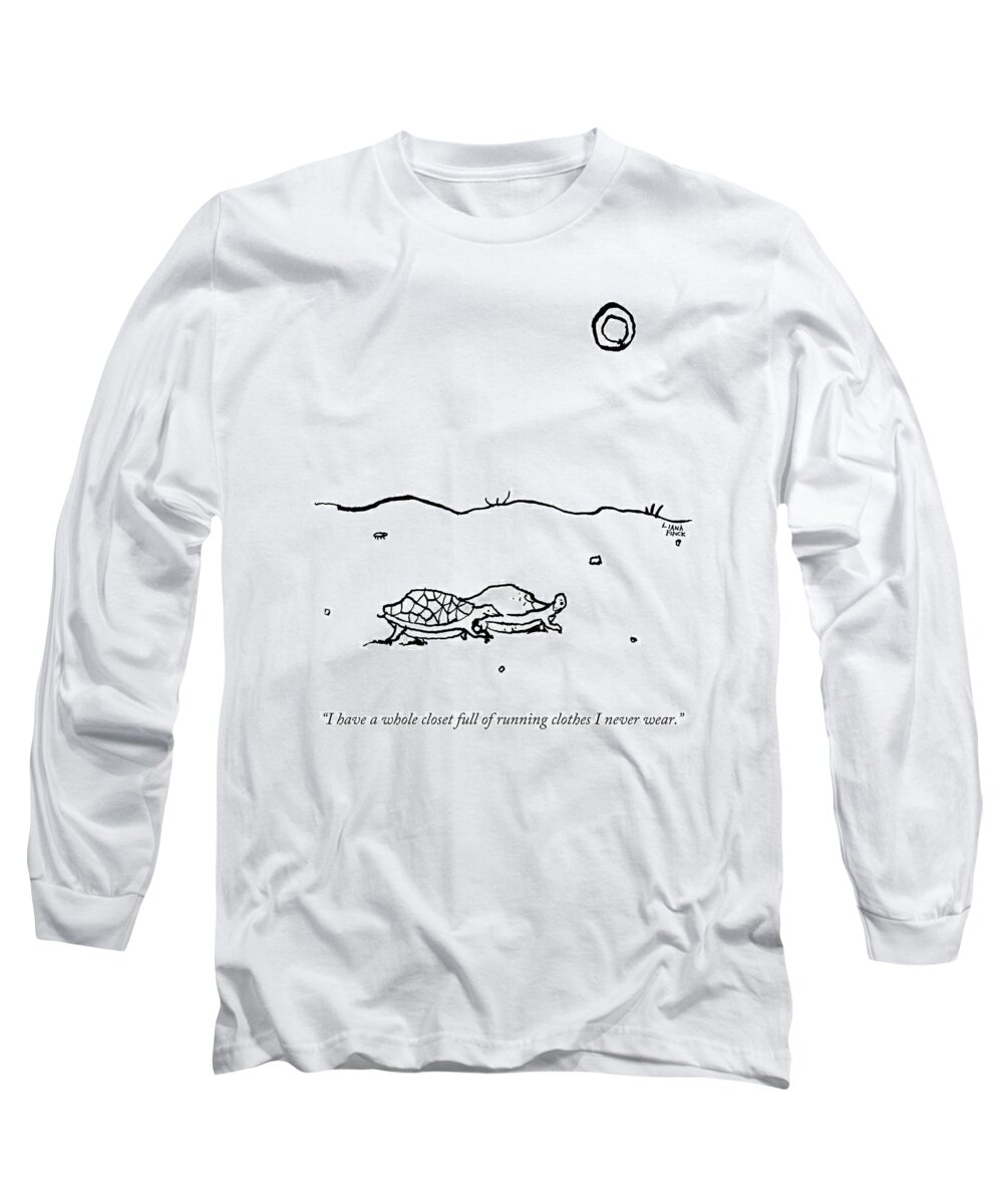 Turtles Long Sleeve T-Shirt featuring the drawing Two Turtles Crawling Across A Barren Landscape by Liana Finck