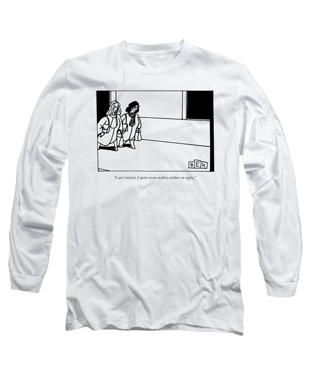 Women Long Sleeve T-Shirt featuring the drawing Two Women Walking Down A Street by Bruce Eric Kaplan