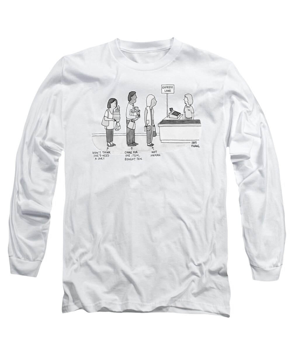 Express Lane Long Sleeve T-Shirt featuring the drawing New Yorker October 3rd, 2016 by Amy Hwang