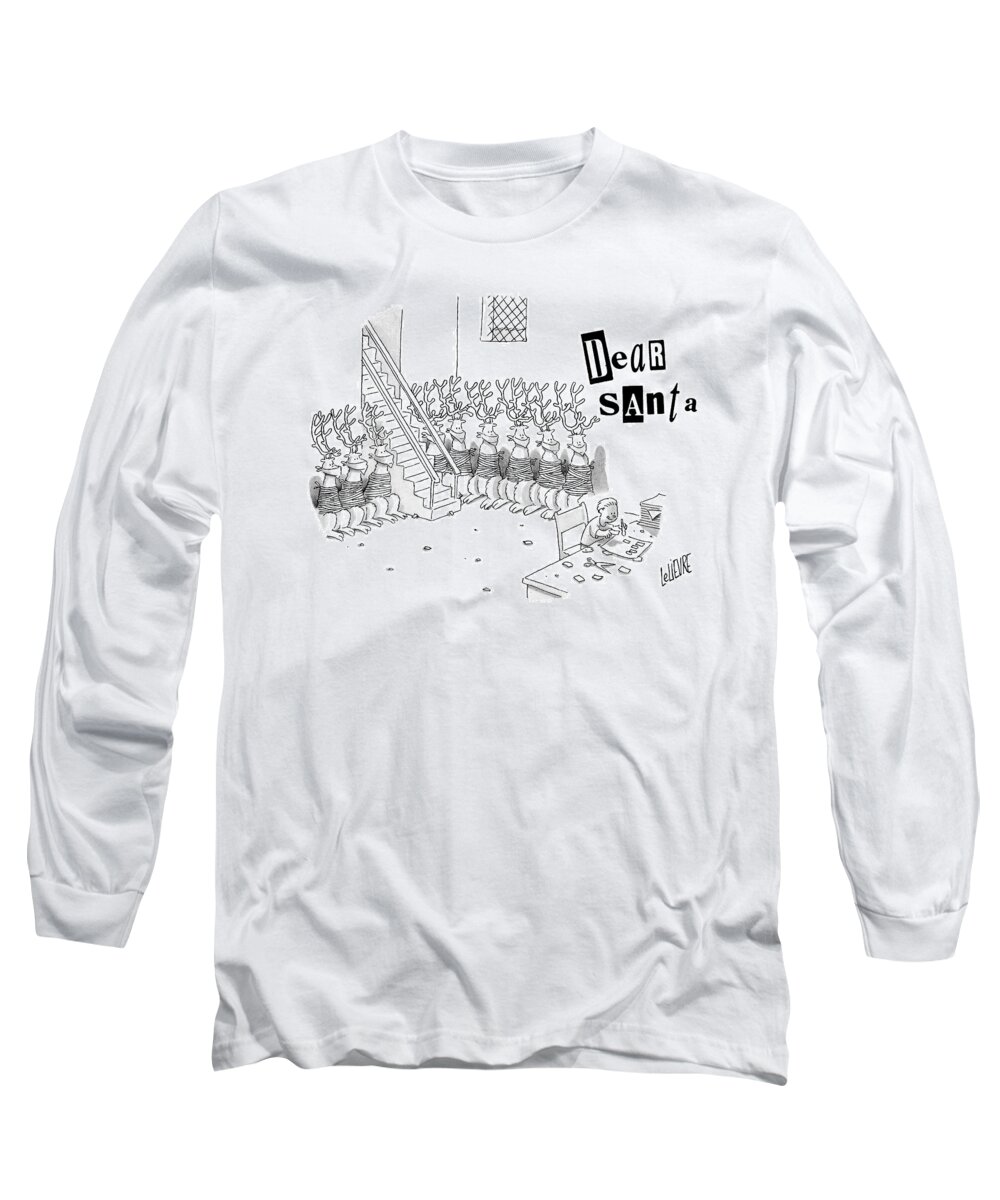 Santa Long Sleeve T-Shirt featuring the drawing New Yorker December 18th, 2006 by Glen Le Lievre