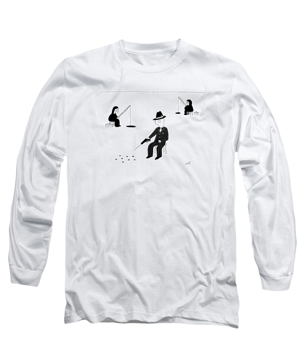 Ice Fishing Long Sleeve T-Shirt featuring the drawing New Yorker November 7th, 2016 by Seth Fleishman