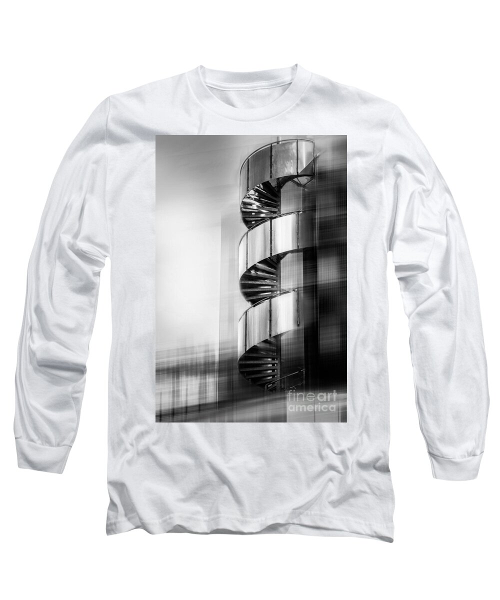 Stairs Long Sleeve T-Shirt featuring the photograph Urban Drill - C - Bw by Hannes Cmarits