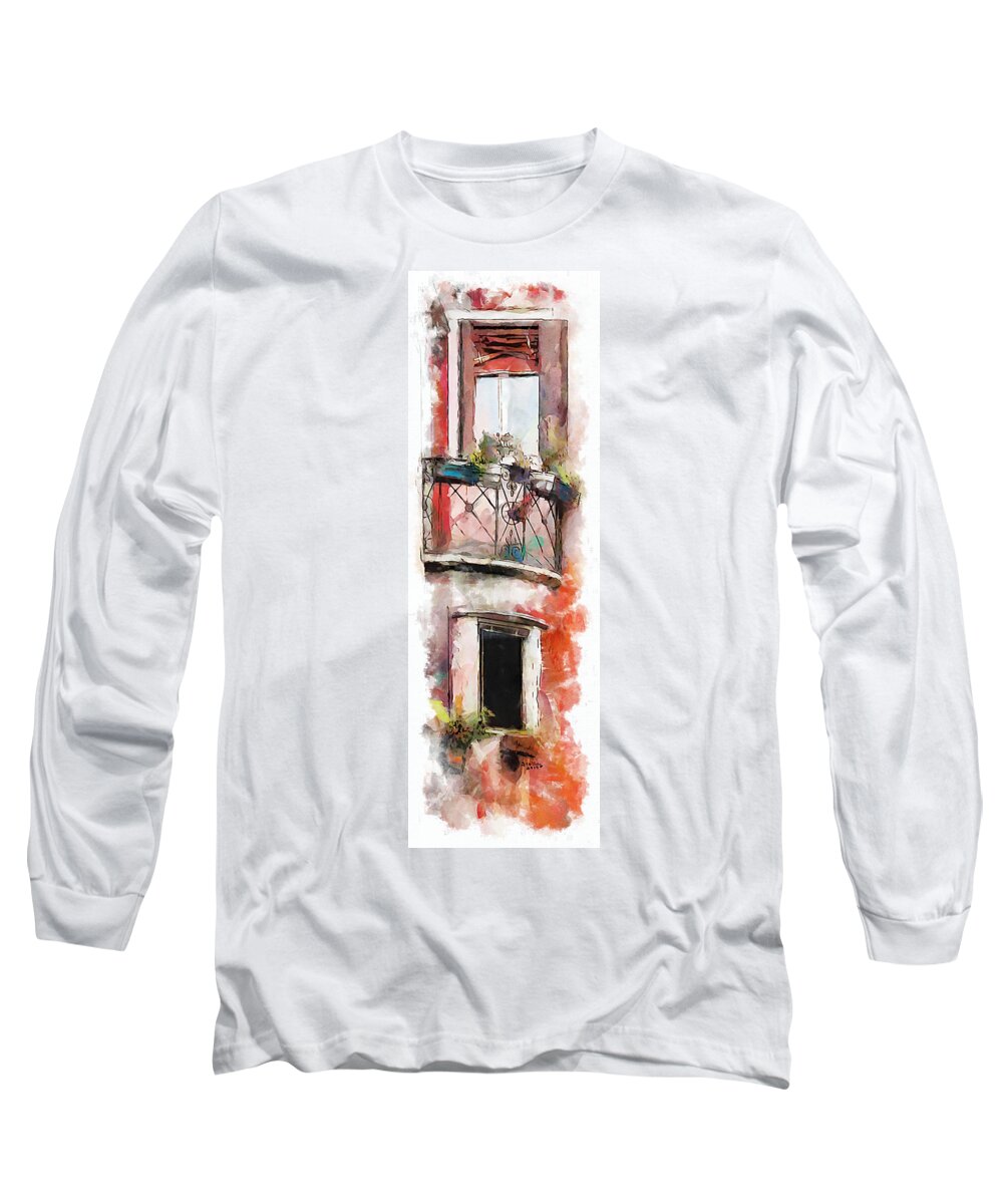 Venice Long Sleeve T-Shirt featuring the painting Venetian Windows 4 by Greg Collins