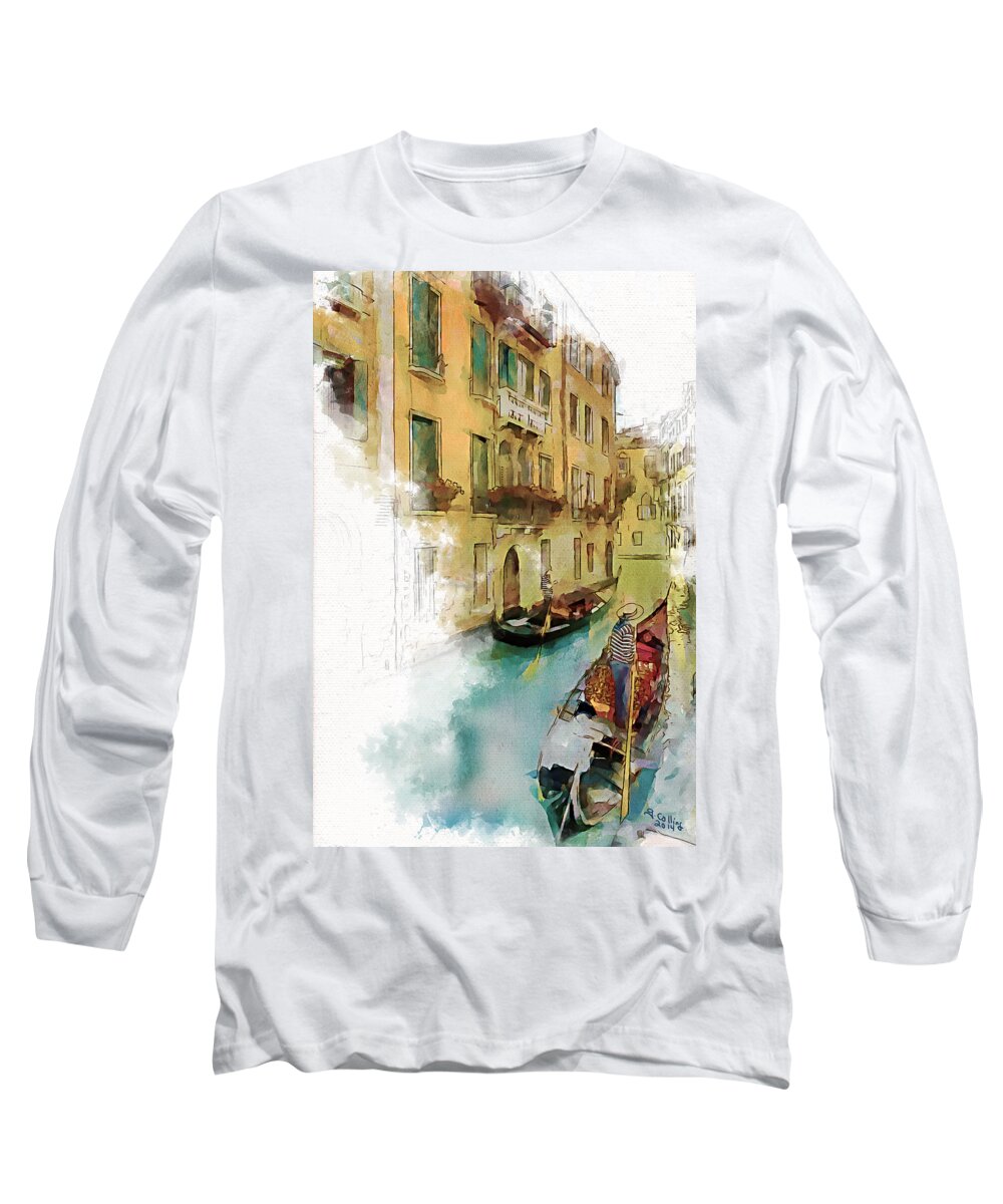Venice Long Sleeve T-Shirt featuring the painting Venice 1 by Greg Collins
