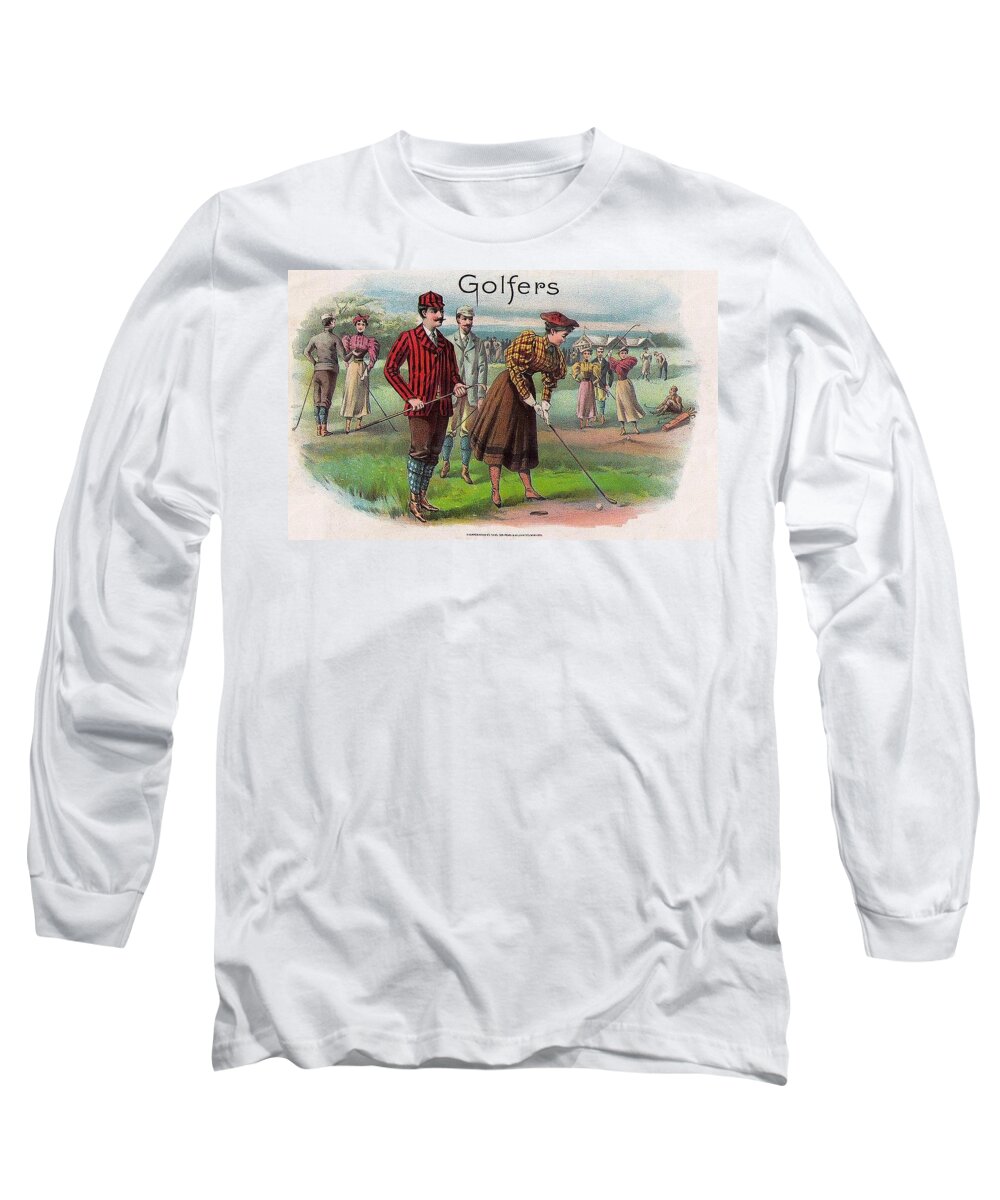 Vintage Golfers Long Sleeve T-Shirt featuring the digital art Vintage Golfers by Maciek Froncisz