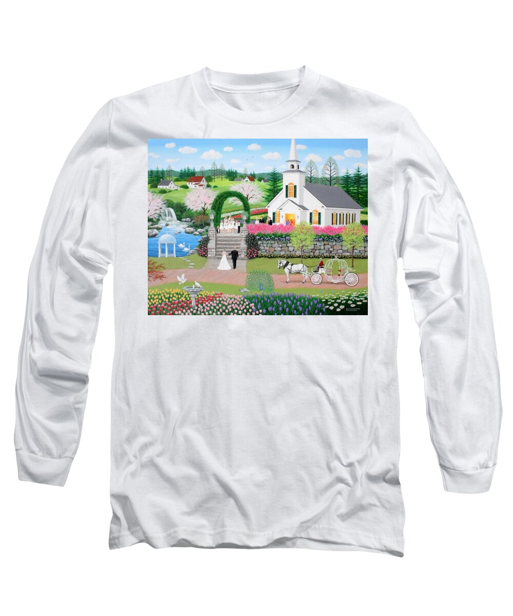 Folk Art Long Sleeve T-Shirt featuring the painting Walk With My Father by Wilfrido Limvalencia