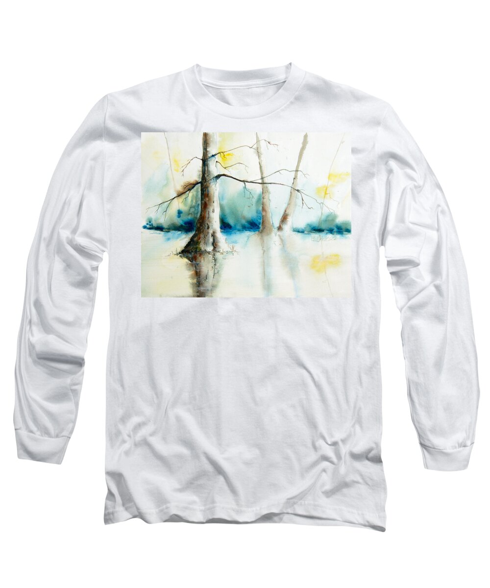 Cypress Tree Long Sleeve T-Shirt featuring the painting Wall Doxey 11 by Bill Jackson