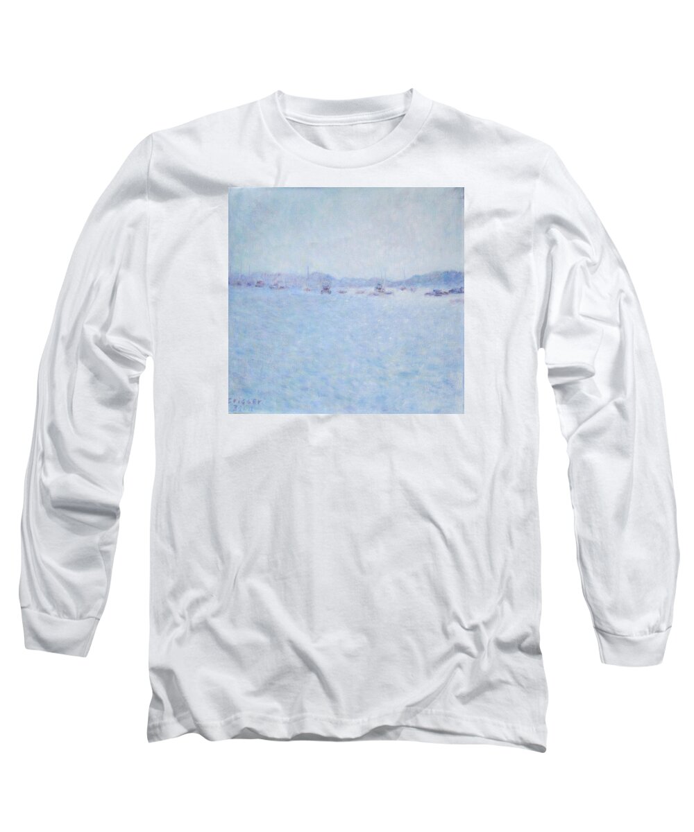 Impressionism Long Sleeve T-Shirt featuring the painting Water At Cannes France by Glenda Crigger