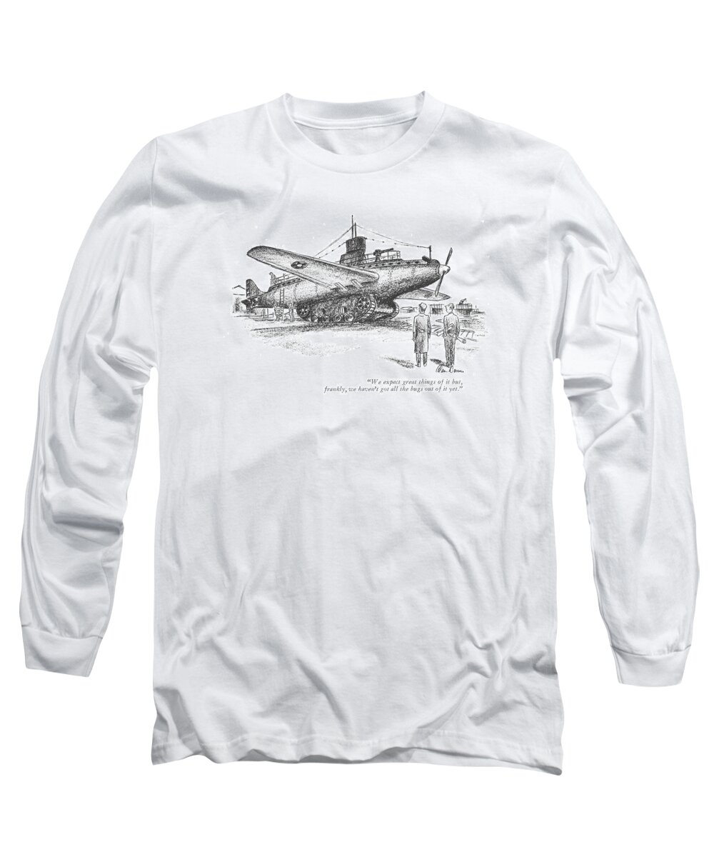 111688 Adu Alan Dunn Combination Ship Long Sleeve T-Shirt featuring the drawing We Expect Great Things Of It But by Alan Dunn