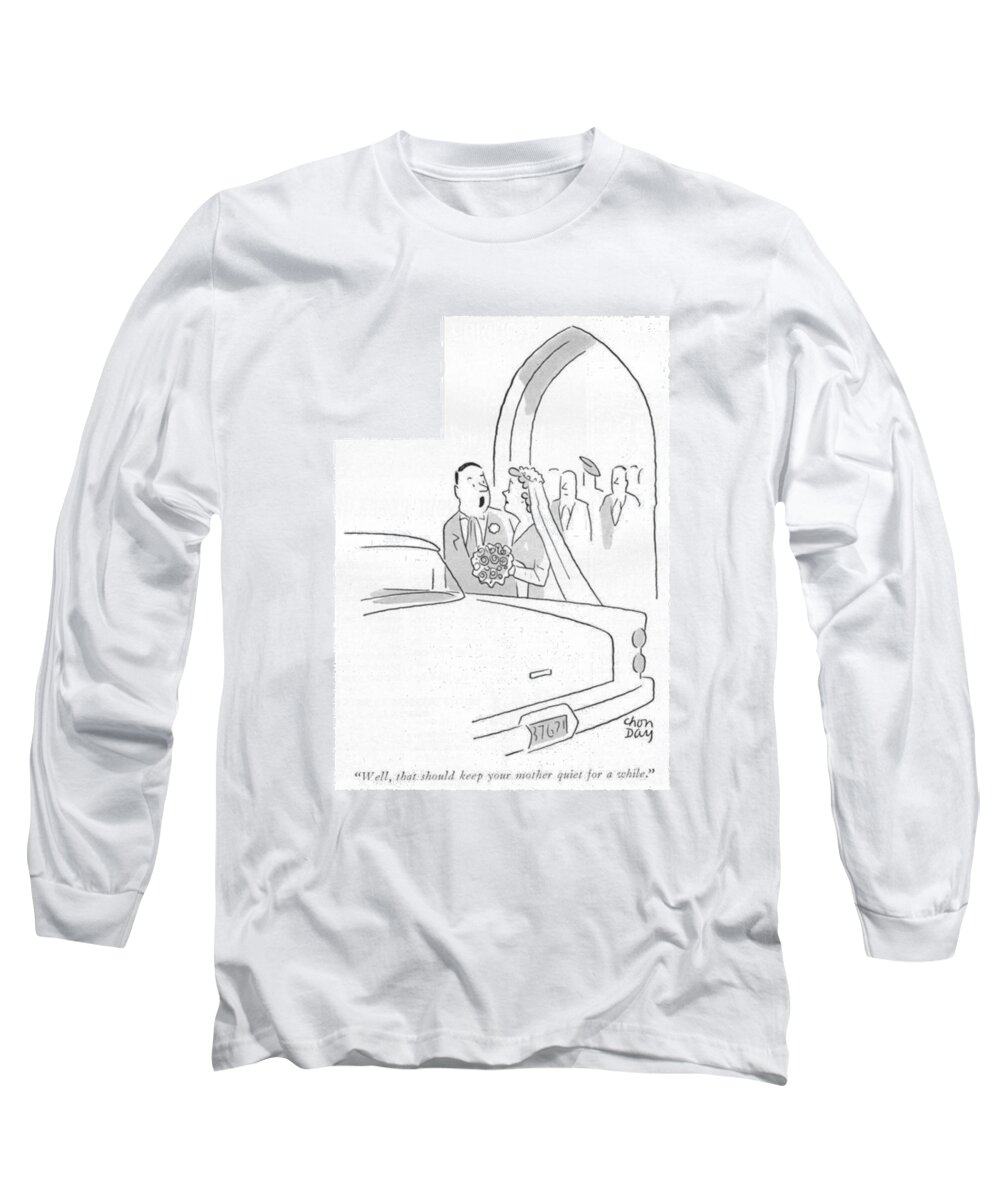 Long Sleeve T-Shirt featuring the drawing That Should Keep Your Mother Quiet by Chon Day
