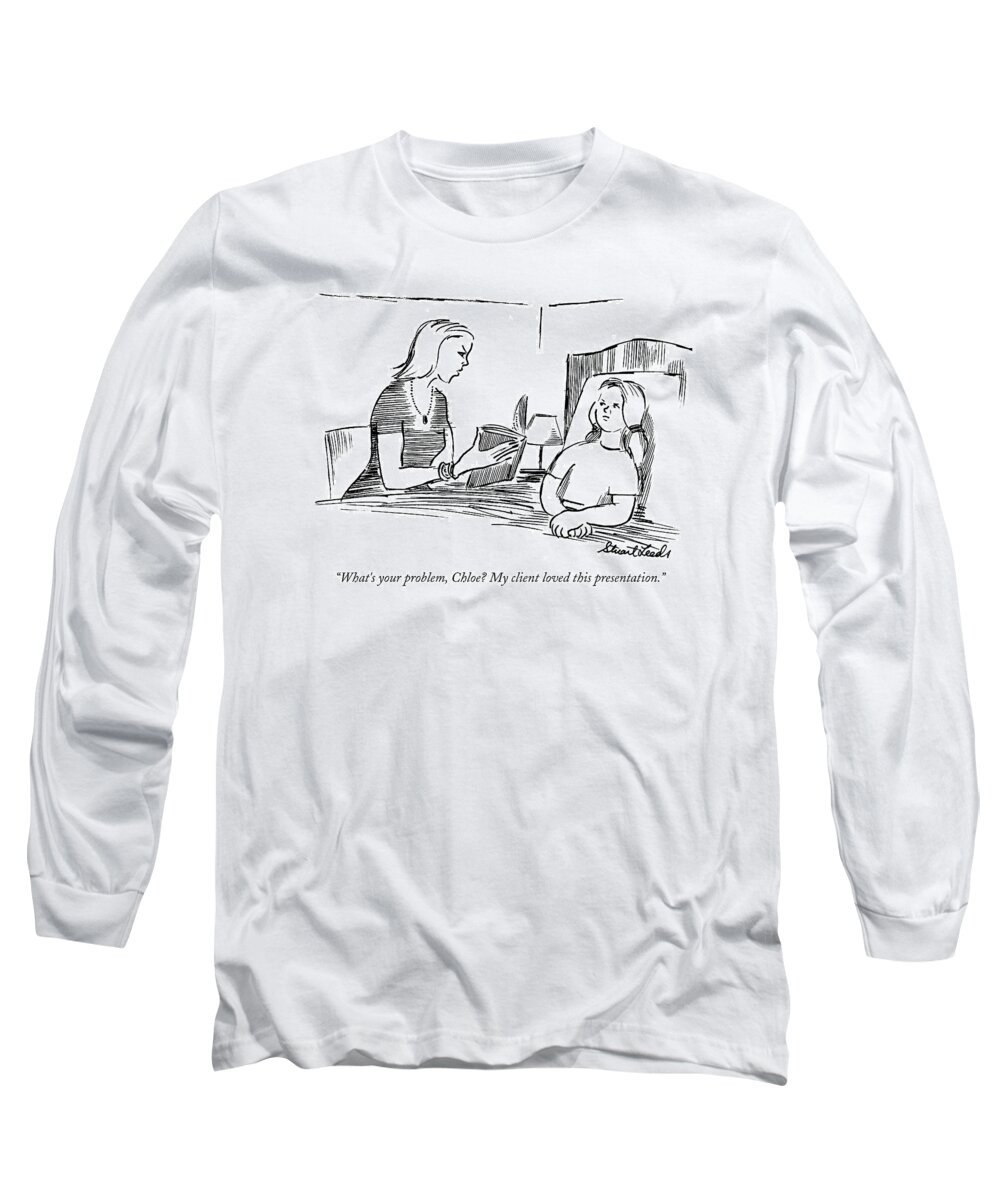 Presentation Long Sleeve T-Shirt featuring the drawing What's Your Problem by Stuart Leeds