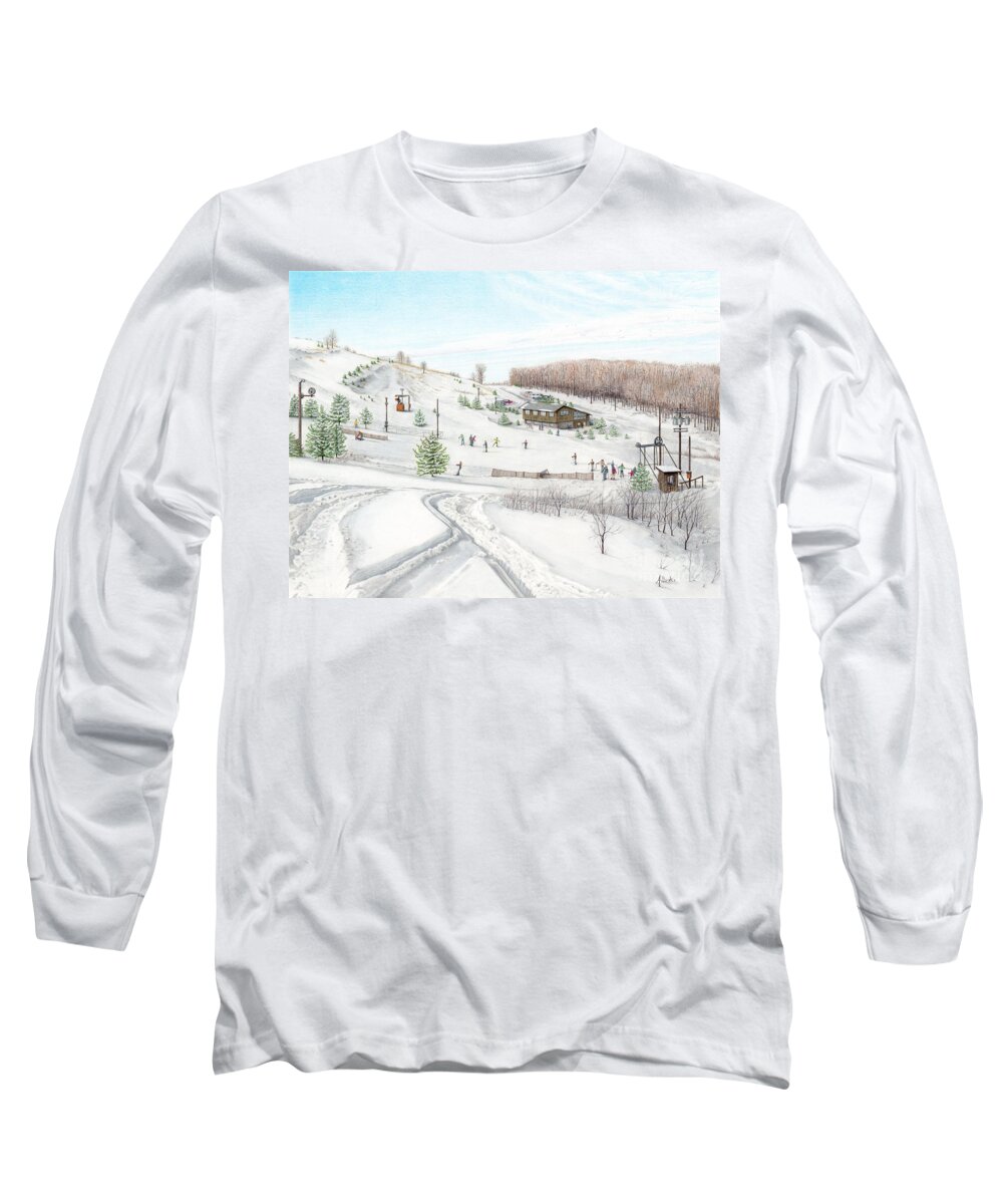 White Mountain Long Sleeve T-Shirt featuring the painting White Mountain Resort by Albert Puskaric
