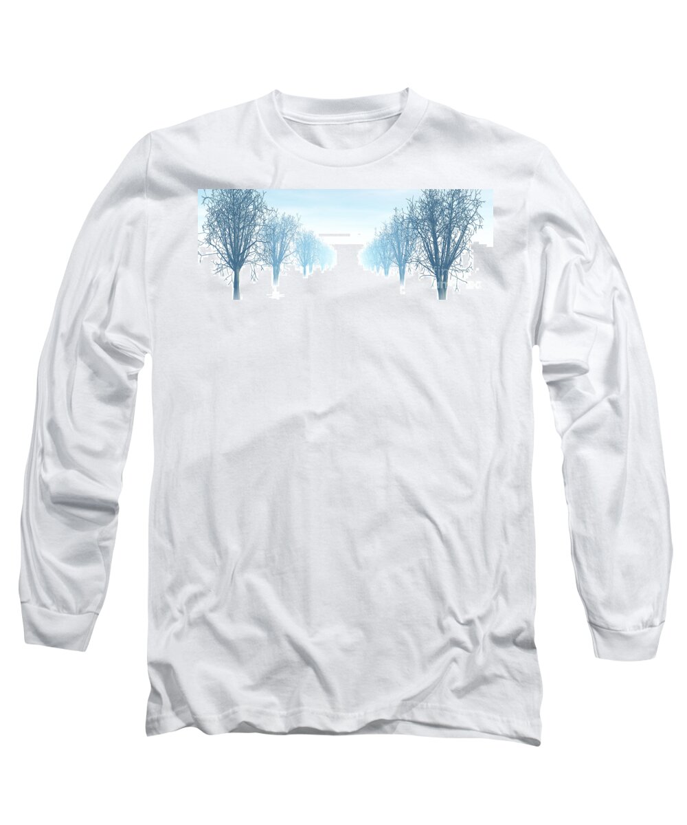 Avenue Long Sleeve T-Shirt featuring the digital art Winter Avenue by Nicholas Burningham