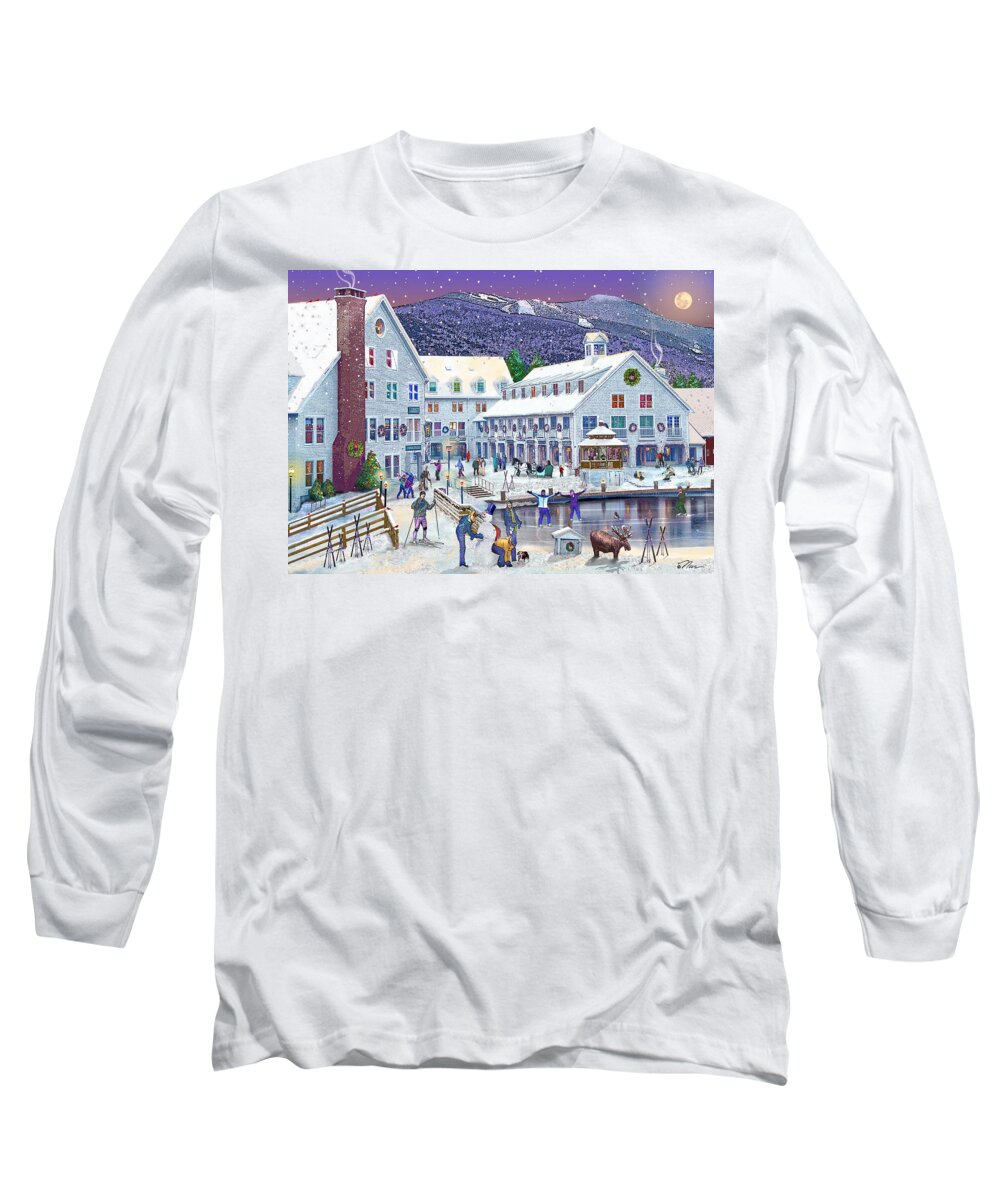 Waterville Valley Long Sleeve T-Shirt featuring the digital art Wintertime at Waterville Valley New Hampshire by Nancy Griswold