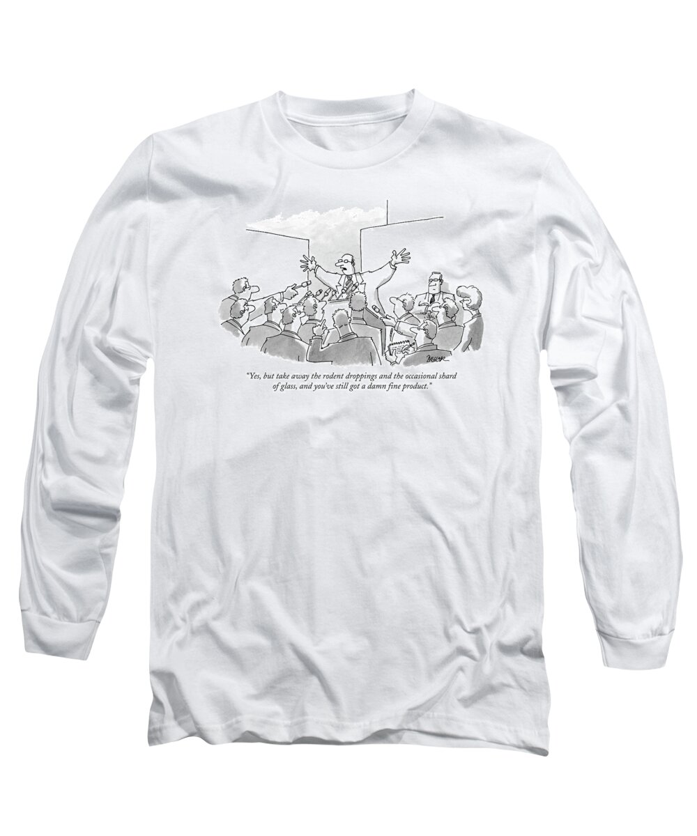 Product Long Sleeve T-Shirt featuring the drawing Yes, But Take Away The Rodent Droppings by Jack Ziegler