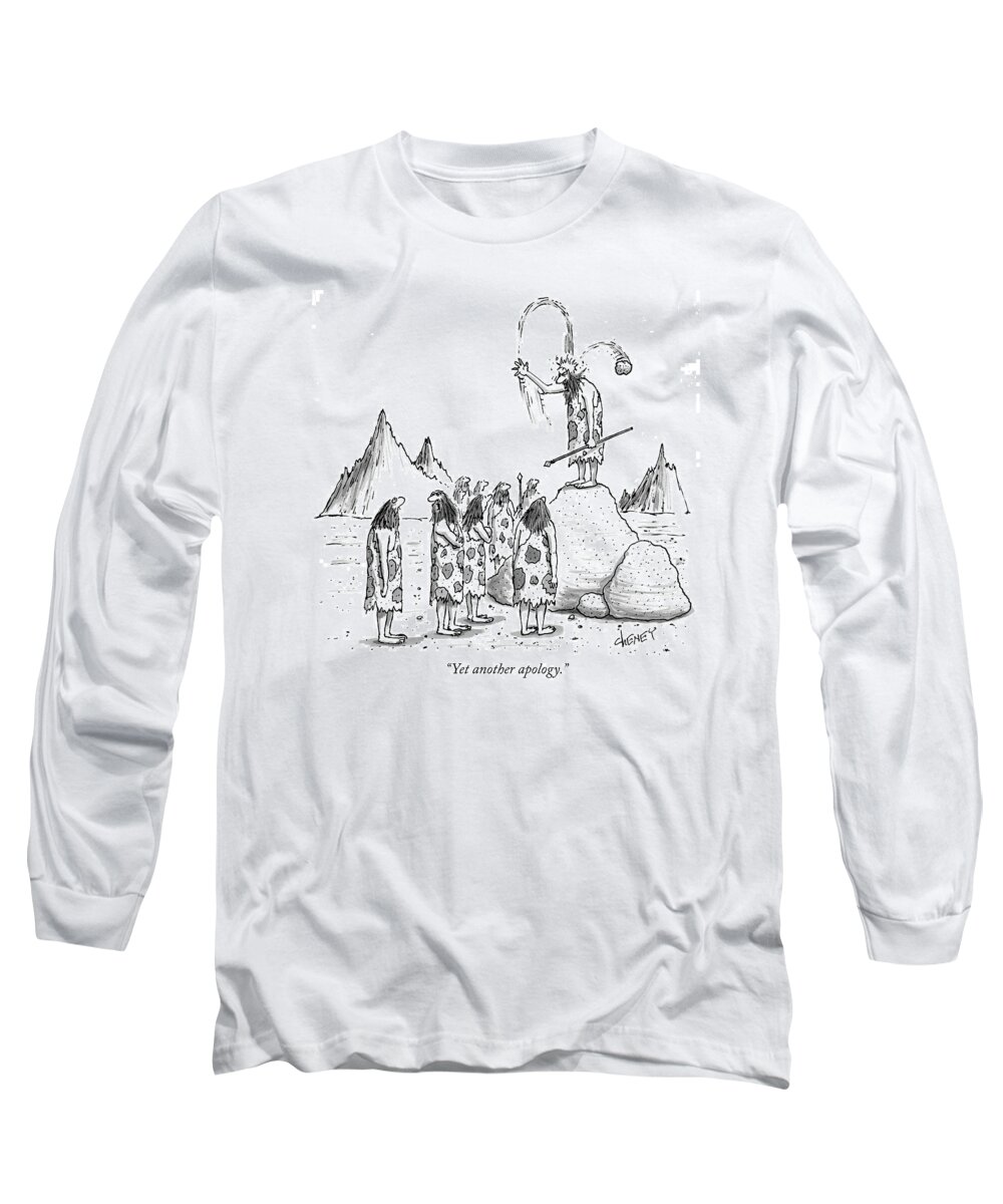 Apology Long Sleeve T-Shirt featuring the drawing Yet Another Apology by Tom Cheney